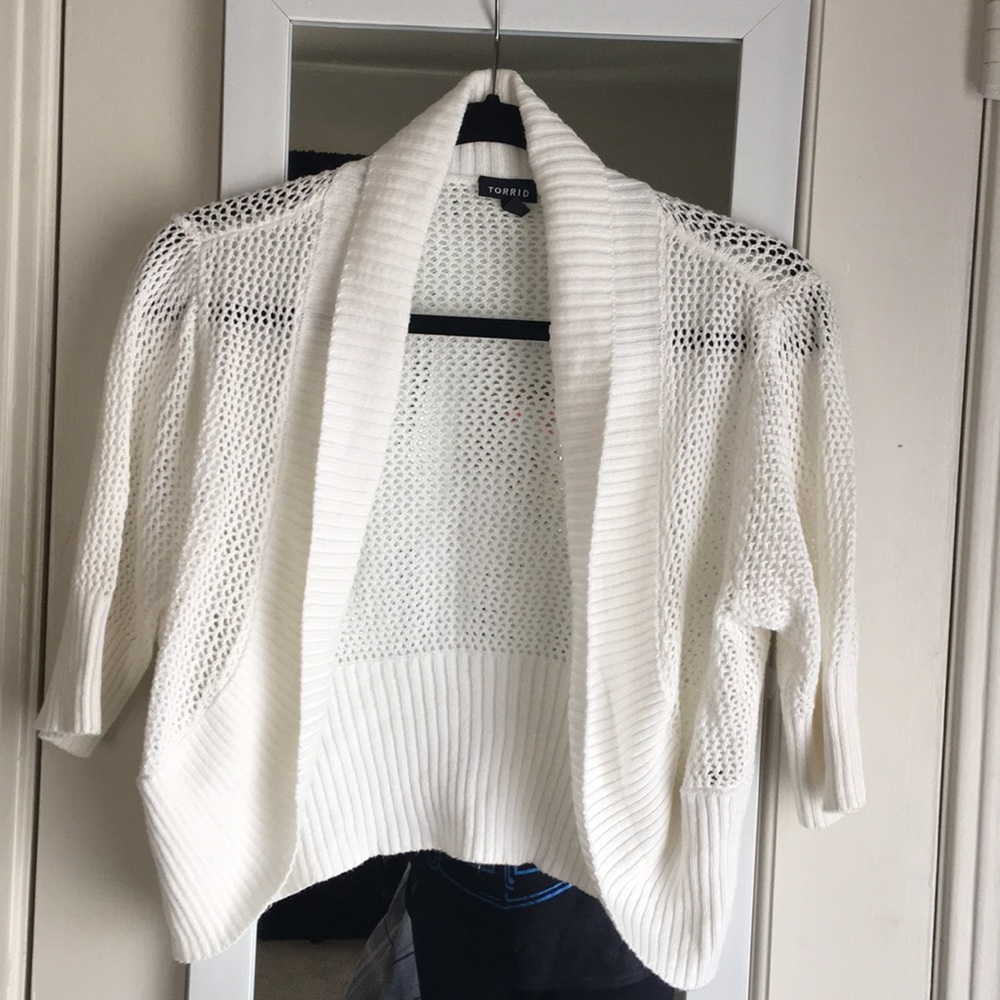 Torrid white knitted sweater cardigan